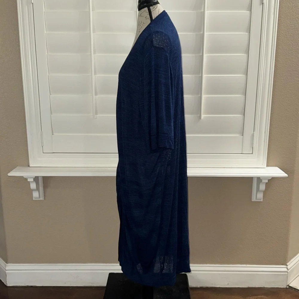 Torrid Space-Dye Duster V-Neck Button-Front Sweater Blue - Picture 8 of 16